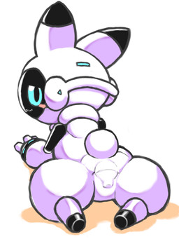 arm_support black_body blue_sclera blush blush_stickers female half-closed_eyes looking_back lying multicolored_body narrowed_eyes on_front rear_view scut_tail short_tail simple_background solo stubby_legs tail two_tone_body wavy_mouth white_background white_body diru robot_anthro 2020 3:4 digital_drawing_(artwork) digital_media_(artwork) hi_res shaded soft_shading