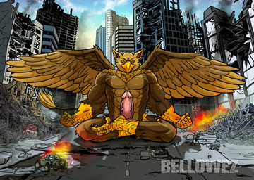4_toes 5_fingers abs anthro beak biceps biped brown_body brown_fur building building_destruction city city_background city_crushing city_destruction cityscape claws destruction erection feathered_wings feathers feet finger_claws fingers fire fur genitals hair house macro macro_anthro macro_male male muscular muscular_anthro muscular_male nude outside paws pecs penile penis rampage sitting sky smile solo tail toe_claws toes vehicle vehicle_destruction vein veiny_penis wings bellowez grypwolf carpo
