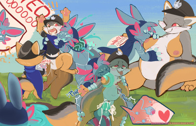 ambush anthro anthro_on_anthro anthro_penetrated anthro_penetrating anthro_penetrating_anthro blue_body blue_eyes blue_penis blue_tongue bodily_fluids bottomless bottomless_anthro bottomless_female bottomless_male breast_play breast_suck breasts cape claws clothed clothing cum cum_in_vagina cum_inflation cum_inside cutaway duo eyes_closed fangs female female_anthro female_penetrated from_behind_position genital_fluids genitals half-closed_eyes hand_on_belly heart_symbol hiding impregnation inflation long_tongue looking_pleasured male male/female male_anthro male_penetrating male_penetrating_female multicolored_body narrowed_eyes nude nude_anthro nude_female ovum ovum_with_heart pawpads paws penetration penile penile_penetration penis penis_in_vagina police police_uniform public public_nudity public_sex sex smug sperm_cell sucking surprised teeth tongue tongue_around_breast tongue_wrap two_tone_body uniform unusual_sperm_cell vaginal vaginal_penetration wanted_poster bunzillaking solo_farming_in_the_tower bun_(bunzilla-king) zerath_(solo_farming_in_the_tower) amphibian canid canine fox mammal 14:9 hi_res sequence watermark