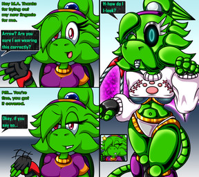 accessory anthro bikini bikini_bottom bite biting_lip black_shading blep bracelet breasts cat_print cat_print_clothing clothing dialogue dragon_wings duo eyes_closed feathers female fingerless_gloves gesture gloves glowing glowing_eyes gold_rings hair hand_gesture handwear happy headband jewelry led_eyes lime_green lingerie looking_at_viewer machine magenta_eyes metal metallic_body multicolored_clothing multicolored_shirt multicolored_topwear necklace one_eye_closed outfit_meme paneling panties plasma_wings ponytail posing_for_picture robot_tail robot_wings robotic_wings sassy screen_eyes segmented_body shirt short_hair silicone small_panel smile speech_bubble star swimwear synthetic_breasts teal_eyes text thumbs_up tied_hair tongue tongue_out topwear two-piece_swimsuit two_tone_clothing two_tone_shirt two_tone_topwear two_toned_body under_boob underwear wink winking_at_viewer spdy4 mythology arrow_(spdy4) arrow_the_dragon arrow_xiang_long m.a._(spdy4) mecha_arrow android couatl dragon eastern_dragon feathered_scalie feathered_snake hybrid mythological_creature mythological_scalie reptile robot scalie snake comic digital_media_(artwork) english_text hi_res