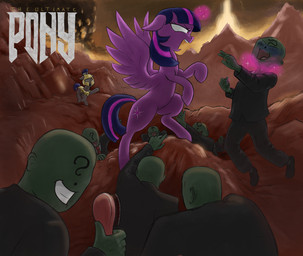?_face angry asphyxiation blush brush choking female feral green_body green_skin group hairbrush horn looking_at_viewer looking_pleasured magic magic_user male text wings t72b doom_(series) friendship_is_magic hasbro id_software microsoft my_little_pony mythology anon royal_guard_(mlp) twilight_sparkle_(mlp) equid equine human mammal mythological_creature mythological_equine winged_unicorn crossover hi_res