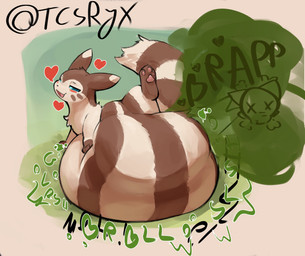 3_toes ambiguous_feral ambiguous_gender ambiguous_pred belly belly_on_ground belly_squish big_belly big_tail black_text bloated blush bodily_noises brown_belly brown_body brown_ears brown_fur brown_markings brown_paws brown_tail calling_for_help cheek_markings cloud_emanata countershade_fur countershade_neck countershading digestion digestion_noises dipstick_ears dripping_heart ear_markings emanata eyes_mostly_closed facial_markings fart fart_cloud fart_fetish feet feral feral_pred fluffy fluffy_tail fully_inside fur glorsh gloves_(marking) green_fart_cloud green_heart green_text head_markings heart_reaction heart_symbol hearts_around_head hindpaw huge_belly hyper hyper_belly hyper_fart leg_markings light looking_well-fed lying lying_on_ground markings motion_lines mph! muffled multicolored_belly multicolored_body multicolored_ears multicolored_fur narrowed_eyes on_front on_ground open_mouth open_smile paw_on_belly pawpads paws pink_pawpads pointy_ears quadruped raised_leg red_heart resting_on_belly ring_(marking) ringed_tail rumbling_stomach satisfied_look shortened_sound_effect side_view simple_background size_difference skull_in_fart_cloud skull_symbol slosh sloshing_belly smaller_feral smaller_pred smile socks_(marking) soft_vore solo sound_effect_variant sound_effects squish striped_belly striped_body striped_fur striped_markings striped_tail stripes tail tail_markings tan_belly tan_body tan_countershading tan_ear_tips tan_face tan_fur tan_tail text toes tongue twitter_handle two_tone_belly two_tone_body two_tone_ears two_tone_fur two_tone_tail unseen_prey unwilling_prey vore vowelless vowelless_sound_effect vowelless_vocalization whisker_markings white_text_outline tcsrjx nintendo pokemon furret generation_2_pokemon mammal mustelid pokemon_(species) 2025 digital_media_(artwork) digital_painting_(artwork) english_description english_text full-length_portrait hi_res lighting painting_(artwork) portrait shaded signature soft_shading
