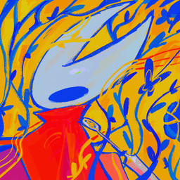2_horns ambiguous_gender anthro cloak clothed clothing empty_eyes holding_melee_weapon holding_object holding_weapon horn melee_weapon red_cloak red_clothing solo weapon blipbugbug hollow_knight_(franchise) team_cherry hornet_(hollow_knight) arachnid arthropod spider 1:1 2026 female_(lore)