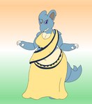 anthro ear_piercing female indian_clothing mature_female navel piercing ring slightly_chubby solo zilikslider nintendo pokemon generation_1_pokemon nidoqueen pokemon_(species) absurd_res hi_res