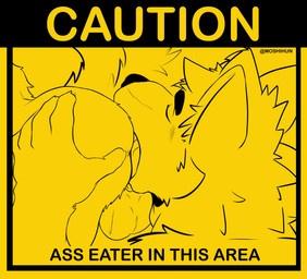 5_fingers anal anthro backsack balls black_border black_eyebrows black_nose black_text blush blush_lines border butt butt_grab duo eyebrows eyes_closed fingers fur genitals hand_on_butt head_tuft licking male male/male open_mouth oral raised_tail rimming rimming_male sex simple_background tail text tongue tongue_out tuft yellow_background yellow_text moshihun canid canine canis domestic_dog mammal 2025 artist_name english_text hi_res reaction_image