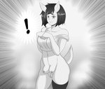 blush breasts breasts_and_teats exclamation_point female genitals looking_at_viewer navel nipples pussy simple_background solo teats flanc animal_humanoid deer deer_humanoid humanoid mammal mammal_humanoid 2021 hi_res monochrome