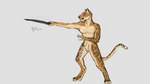 male melee_weapon short_sword solo spots sword weapon kata wolfywetfurr_(artist) microsoft the_elder_scrolls domestic_cat felid feline felis khajiit leopard mammal pantherine 16:9 hi_res widescreen
