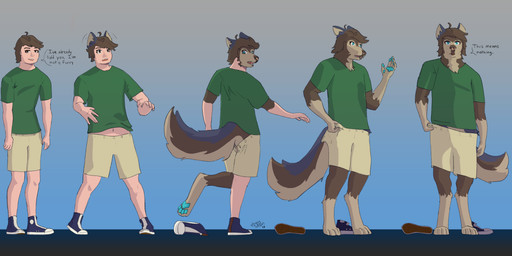 anthro biped bottomwear clothed clothed_anthro clothed_human clothed_male clothing digitigrade footwear fur growth hair human_to_anthro male male_anthro male_human multicolored_body multicolored_fur pawpads paws plantigrade shirt shoes short_hair shorts simple_background solo species_transformation speech_bubble standing tail tail_growth text topwear transformation transformation_sequence arco_nelson nobyl_(arco_nelson) alaskan_malamute canid canine canis domestic_dog human mammal nordic_sled_dog spitz absurd_res cel_shading digital_drawing_(artwork) digital_media_(artwork) english_description english_text hi_res sequence shaded