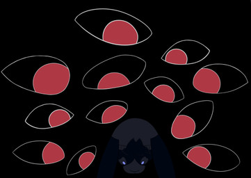 anthro beanie blue_body blue_fur clothing floating_eyes fur glowing glowing_eyes hat headgear headwear male solo coelhocarente adham(coelhocarente) lagomorph leporid mammal rabbit hi_res