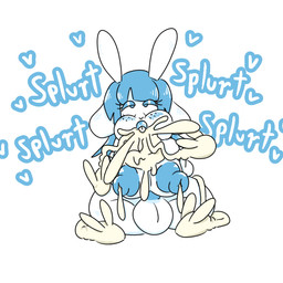 anthro autofellatio autotitfuck blue_eyes blue_hair blue_nipples blue_penis bodily_fluids breast_play breasts cum cum_in_mouth cum_inside cum_on_breasts cum_on_face cum_on_own_face cum_on_self fur genital_fluids genitals giant_sperm gynomorph hair intersex lactating long_penis masturbation nipples oral oral_masturbation penile penile_masturbation penis shortstack shortstack_gynomorph shortstack_intersex solo sperm_cell white_body white_fur milkbuni milkbuni_(character) animal_humanoid humanoid lagomorph lagomorph_humanoid leporid leporid_humanoid mammal mammal_humanoid rabbit rabbit_humanoid 1:1 2023