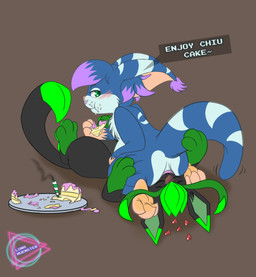 anal anal_penetration anthro anus big_butt birthday birthday_cake birthday_gift birthday_sex black_body blue_body blush blush_lines butt butt_heart butt_sniffing cake claws crumbs dessert duo facesitting feet food food_fetish food_play gaping gaping_anus green_eyes long_ears long_tail male male/male markings nose_in_anus pawpads paws penetration raised_tail sex sitting sitting_on_another slightly_chubby sniffing soles speech_bubble spread_butt spreading tail text toe_claws tuft lunamuenster nintendo pokemon wildstar luna_muenster_(fursona) minty_(blizzyglaceon93) chua eeveelution generation_4_pokemon glaceon mammal pokemon_(species) rodent absurd_res hi_res
