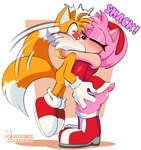 2_tails anthro big_butt biped breasts butt clothed clothing duo female footwear fur hair heart_eyes heart_symbol kiss_on_lips kissing male male/female multi_tail orange_body orange_fur orange_hair pink_body pink_fur pink_hair shoes surprise_kiss tail thick_thighs thin_thighs moisesgrafic sega sonic_the_hedgehog_(series) amy_rose miles_prower canid canine eulipotyphlan fox hedgehog mammal 2024 absurd_res digital_drawing_(artwork) digital_media_(artwork) hi_res