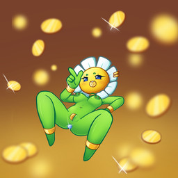 4_fingers abstract_background anklet anus areola barbell_piercing barely_visible_anus biped blue_eyes blush blush_lines bracelet breasts choker coin eyebrows eyelashes featureless_feet feet female fingers flower front_view gem genitals glistening gold_(metal) gold_coin gold_jewelry green_body jewelry long_eyelashes medium_breasts navel navel_piercing necklace nipple_piercing nipples not_furry nude nude_female object_in_mouth object_in_pussy piercing plant solo vulva aim752 electronic_arts plants_vs._zombies popcap_games elemental_creature elemental_humanoid flora_fauna flower_creature humanoid marigold_(pvz) plant_humanoid 1:1 2026 digital_drawing_(artwork) digital_media_(artwork) hi_res