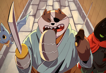 1_eye anthro asian_clothing black_body black_fur cape clothing cybernetics detachable_arm digitigrade disability east_asian_clothing eye_patch eyewear female fur green_eyes group japanese_clothing katana kimono machine male melee_weapon overweight overweight_male red_clothing sword weapon vetiver_n cartoon_network mao_mao:_heroes_of_pure_heart adorabat badgerclops sheriff_mao_mao_mao badger bat cyborg domestic_cat felid feline felis mammal mustelid musteline hi_res