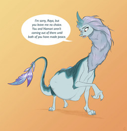 abdominal_bulge all_fours belly big_belly claws dialogue fangs female feral fur hair horn mane nude open_mouth raised_tail scales soft_vore solo speech_bubble tail teeth text tongue vore convexpert disney mythology raya_and_the_last_dragon sisu_(ratld) dragon eastern_dragon mythological_creature mythological_scalie scalie 2025 hi_res signature