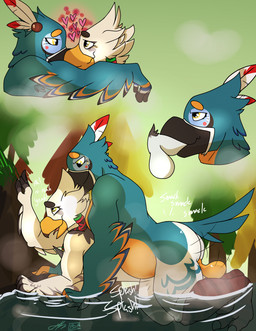 anal anal_penetration anthro anthro_on_anthro anthro_penetrated anthro_penetrating anthro_penetrating_anthro armpit_hair balls beak beak_fetish beak_play beak_sex beakjob big_butt biped body_hair bouncing_balls butt detailed_background dialogue duo erection feathers fellatio genitals heart_symbol hug huge_butt humanoid_genitalia humanoid_penis male male/male male_penetrated male_penetrating male_penetrating_male muscular nude open_mouth oral oral_penetration outside penetration penile penis plant sauna sex size_difference sky slightly_chubby smile steam stretch_marks sunset text thick_thighs tongue tree water sylvanedadeer breath_of_the_wild nintendo the_legend_of_zelda kass_(tloz) teba_(tloz) avian bird rito 2019 absurd_res digital_media_(artwork) english_text hi_res story story_in_description