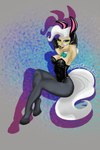 anthro black_lips blue_eyes bodysuit breasts bunny_costume clothing costume eyewear female glasses latex legwear lips pantyhose pose skinsuit solo tight_clothing furrytan friendship_is_magic hasbro my_little_pony mayor_mare_(mlp) equid equine mammal 2:3 hi_res