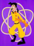 anthro atom belt black_hair black_nose boots clothed clothing cosplay eyebrows footwear gloves hair half-closed_eyes handwear looking_aside male narrowed_eyes open_mouth open_smile raised_eyebrow shoes smile smug solo noma disney goof_troop max_goof powerline_(goof_troop) canid canine canis domestic_dog mammal 2019 3:4 absurd_res hi_res