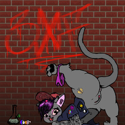 accessory alley animal_genitalia anus belly blush bong clothed clothing clothing_around_one_leg drug_usage drugs eyeshadow feline_anus feline_genitalia female feral genitals graffiti hair_accessory hat headgear headwear inner_ear_fluff jacket makeup marijuana panties panties_around_one_leg panties_down partially_clothed pawpads paws piercing raised_tail self-harm smoking solo tail tattoo topwear torn_clothing tuft underwear underwear_around_one_leg underwear_down vulva y2k_(fashion) young young_female young_feral x3f_(artist) felid feline mammal 1:1 hi_res