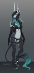 anthro barefoot biped black_hair breasts clothed clothing collar digitigrade feet female green_eyes hair lingerie long_ears simple_background slim solo standing undercut mindmachine rela canid canine canis jackal jacktor mammal 2019 digital_media_(artwork) hi_res