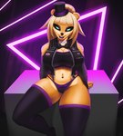 anthro big_breasts breasts clothing collar crossgender female fingers legwear lips looking_at_viewer mtf_crossgender navel navel_piercing neon_lights piercing simple_background smile solo thigh_highs topwear vest conditional_dnp olexafox five_nights_at_freddy's scottgames second_life freddy_(fnaf) bear mammal 2024 digital_media_(artwork) hi_res