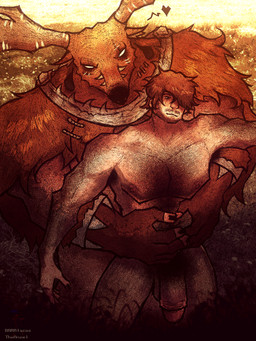 anthro arm_hair armpit_hair barazoku bear_trap belly_hair body_hair chest_hair duo flaccid for_a_head genitals heart_symbol hug human_on_anthro humanoid_genitalia humanoid_penis interspecies male male/male muscular muscular_male nipples nude_male pecs penis pubes size_difference smile trap_(contrivance) theanzelart bane_(identity_v) charles_holt animal_head animal_humanoid deer deer_humanoid human humanoid mammal mammal_humanoid moose new_world_deer 3:4 hi_res watermark