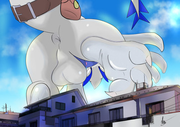 3_toes accessory animal_genitalia animal_penis anus arm_support backsack bag balls belt bent_over blue_body blue_countershading blue_sky building butt butt_focus city claws cloud countershading day feet feral foot_focus furgonomics genitals glistening glistening_balls glistening_butt glistening_feet glistening_genitalia looking_back looking_through looking_through_legs low-angle_view macro macro_feral macro_male male male_feral outside paws penis penis_tip perineum pink_penis raised_foot raised_tail rear_view semi-anthro sheath sky soles solo tail tail_accessory tail_bag tail_belt text toe_claws toes white_anus white_balls white_body white_toe_claws dez_(artist) macro_march nintendo pokemon dez_(rcar) generation_2_pokemon legendary_pokemon lugia pokemon_(species) 2026 artist_name hi_res signature