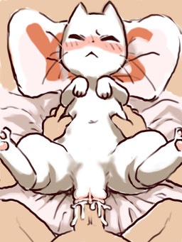 :< bed bedding bestiality blush bodily_fluids clitoris cum cum_from_vagina cum_in_vagina cum_inside cum_on_own_penis cum_on_penis cum_on_self disembodied_hand disembodied_penis duo ejaculation eyes_closed feet female female_focus female_penetrated feral feral_penetrated first_person_view fleshlight_position fur furniture genital_fluids genitals hands_on_another's_hips hands_on_hips head_on_pillow hindpaw human_on_feral human_penetrating human_penetrating_female human_penetrating_feral interspecies kneeling lying lying_on_bed male male/female male_on_feral male_penetrating male_penetrating_female male_penetrating_feral navel on_back on_bed orifice_tugging paws penetration penile penile_penetration penis pillow sex simple_background size_difference smaller_penetrated spread_legs spreading tan_background tucked_arms vaginal vaginal_penetration vaginal_tugging whiskers white_body white_fur yes-no_pillow yes_pillow diru shikaruneko_(series) shikaruneko domestic_cat felid feline felis human mammal 2020 3:4 hi_res meme shaded simple_shading