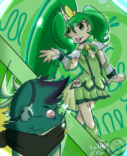 anime_style anthro cactus duo female fur glaring male plant smile standing silly_willy_check object_shows object_terror object_terrorist cactus_(object_terror) cctuz_(object_terrorist) glitter_green_(glitter_force) elemental_creature flora_fauna human mammal unknown_species hi_res