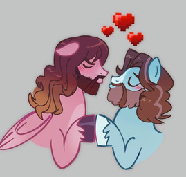 alternate_species alternate_universe beard blue_body blush brown_mane duo ears_down ears_up eyebrows eyes_closed facial_hair feral feralized grey_background hand_holding heart_symbol hooves imminent_kiss love male male/male mane mustache pink_body pivoted_ears pixelated_heart ponification romantic romantic_couple side_view simple_background smile wings klauzoo a_minecraft_movie hasbro microsoft minecraft mojang my_little_pony mythology xbox_game_studios garrett_garrison steve_(a_minecraft_movie) earth_pony equid equine horse mammal mythological_creature mythological_equine pegasus pony hi_res