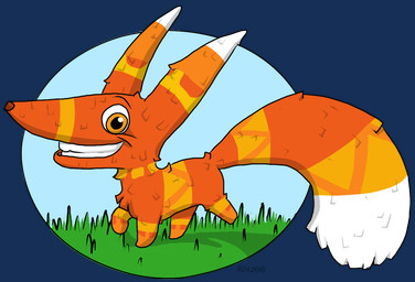 big_ears border ear_markings feral grass grin looking_at_viewer male markings orange_body orange_eyes pinata plant red_body smile solo tail tail_markings translucent transparent_border white_body yellow_body jauda rareware viva_pinata paulie_pretztail animate_inanimate canid canine fox living_pinata mammal 2007 alpha_channel