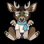 anthro antlers bottomwear brown_body brown_fur brown_hair clothing feathered_wings feathers fur hair hooves horn male plushie scarf shirt shorts small_wings solo topwear wings magpiehyena lucan_(golddrake) deer mammal absurd_res hi_res