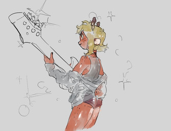 alternate_hairstyle anthro bass_guitar colored_nails electric_guitar female guitar musical_instrument nails playing_guitar playing_music plucked_string_instrument solo sparkles string_instrument drizzlingprince deltarune undertale_(series) noelle_holiday deer mammal new_world_deer reindeer