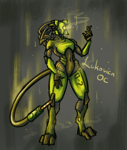 anthro breasts female machine simple_background solo tail wire klukovica humanoid robot robot_humanoid absurd_res hi_res