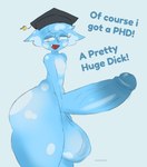 anthro balls big_balls big_penis female femboy genitals graduation_cap huge_balls huge_penis penis phd solo zeraniumz hi_res