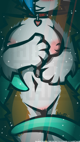 anthro blue_hair blush breasts brown_body brown_fur collar consentacles female fur genitals hair mirror mirror_reflection multicolored_body multicolored_fur nipples reflection smile solo tentacles text two_tone_body two_tone_fur vulva white_body white_fur wub_(artist) nel'i_(wub) alaskan_malamute canid canine canis domestic_dog mammal nordic_sled_dog spitz 9:16 hi_res signature url watermark