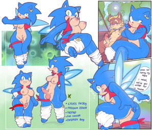 anthro big_butt big_penis blonde_hair blue_body blue_eyes breasts brown_body butt clothing crossed_legs dialogue duo ear_piercing ear_ring erection eyelashes genitals green_eyes grin gynomorph hair insect_wings intersex leg_strap leg_warmers legwear male penis piercing ring_piercing sitting smile speech_bubble stretching tail tan_body tan_skin thick_thighs topwear vest wings wristband ashthenightt archie_comics sega sonic_the_hedgehog_(archie) sonic_the_hedgehog_(comics) sonic_the_hedgehog_(series) antoine_d'coolette sonic_the_hedgehog canid canine canis coyote eulipotyphlan hedgehog mammal hi_res
