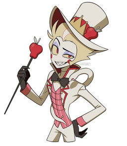 ambiguous_gender clothed clothing duo feral hat headgear headwear male sharp_teeth simple_background teeth top_hat white_background enaic31 hazbin_hotel hellaverse lucifer_(hazbin_hotel) angel demon demon_humanoid fallen_angel humanoid reptile scalie snake hi_res