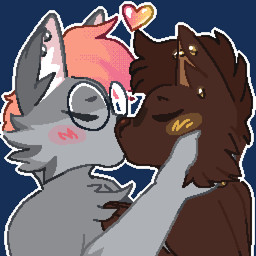 ambiguous/ambiguous ambiguous_gender anthro blush brown_body brown_fur brown_hair brown_inner_ear brown_nose caressing_cheek duo ear_piercing ear_stud eyes_closed eyewear fur glasses grey_body grey_fur hair heart_symbol industrial_piercing inner_ear_fluff kissing messaging_sticker outline piercing pince-nez pink_blush pink_hair pink_inner_ear romantic romantic_couple round_glasses short_hair simple_background snout transparent_background tuft wearing_glasses white_inner_ear_fluff white_outline yellow_blush dyyrlysh lake_(resistantlake) roka_(rokapop) domestic_cat egyptian_mau felid feline felis mammal mixed_breed russian_blue 1:1 2025 aliasing alpha_channel aseprite_(artwork) digital_drawing_(artwork) digital_media_(artwork) dithering flat_colors nonbinary_(lore)