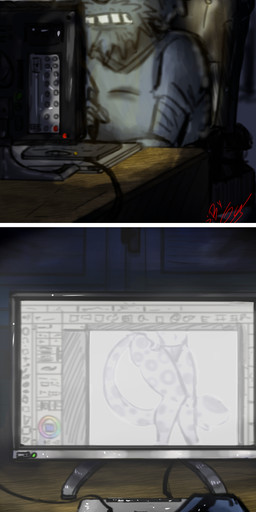computer electronics male not_furry simple_background solo text ghostart icechakal ghost_the_human human humanoid mammal absurd_res digital_drawing_(artwork) digital_media_(artwork) hi_res