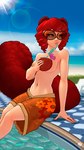 areola beach beverage breasts casual_exposure clothed clothing coconut coconut_drink crossdressing drill_curls drupe_(fruit) eyewear female fluffy fluffy_tail food fruit hair navel nipples plant seaside solo sunglasses swimming_pool swimming_trunks swimwear tail tomboy topless rabbyrabbithole male_swimwear_challenge casimira_(orannis0) animal_humanoid humanoid mammal mammal_humanoid rodent rodent_humanoid sciurid sciurid_humanoid tree_squirrel_humanoid 9:16 hi_res