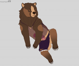 animal_genitalia balls balls_out big_penis bottomwear bulge claws clothed clothed_feral clothing detailed_bulge feral genital_outline genitals hair lingerie lingerie_on_feral lying male mane mane_hair on_side penis penis_outline sheath shirt skirt solo topwear translucent translucent_clothing herpydragon kuruk_(character) bear brown_bear grizzly_bear mammal ursine