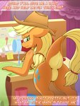 alternate_species anthro blonde_hair featureless_crotch female green_eyes hair orange_body solo text vavacung friendship_is_magic hasbro my_little_pony applejack_(mlp) kobold scalie 3:4 english_text hi_res