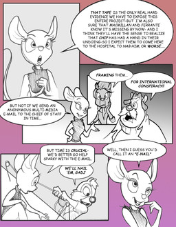 anthro breasts buckteeth clothes_pin clothing dialogue facial_hair female frown grin group humor joke male mustache planning pun sleeveless_shirt smile tail teeth text torn_clothing chris_fischer chip_'n_dale_rescue_rangers disney dale_(disney) gadget_hackwrench monterey_jack_(cdrr) tammy_squirrel chipmunk ground_squirrel mammal mouse murid murine rodent sciurid tree_squirrel comic english_text hi_res