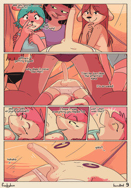 accessory anthro balls black_hair breasts brown_body brown_fur camping clothed clothing dialogue emanata erection eyes_closed female femboy flexible foreskin fur genitals group hair hair_accessory hair_tie hoop_throw looking_at_another male motion_lines navel nipples panties penis pink_body pink_hair pink_skin ponytail red_hair sleeping_bag tan_body tan_fur tent text throbbing throbbing_penis toopless underwear underwear_only conditional_dnp funkybun hannah_(funkybun) julie_(funkybun) noah_(funkybun) vivian_(funkybun) canid canine canis domestic_dog felid feline lizard lynx mammal reptile rodent scalie sciurid tree_squirrel 2025 comic english_text hi_res