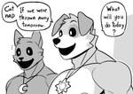 anthro creepy_smile dialogue duo jewelry male muscular muscular_anthro muscular_male pendant question_mark smile solo text mumu202 mob_entertainment poppy_playtime smiling_critters catnap_(poppy_playtime) dogday_(poppy_playtime) canid canine canis domestic_cat domestic_dog felid feline felis mammal comic english_text half-length_portrait monochrome portrait