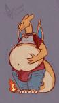 balls belly big_balls bottomwear bulge clothed clothing genitals male open_bottomwear open_clothing open_pants overweight overweight_male pants simple_background solo tail underwear covertcanine mythology nintendo pokemon razi_(covertcanine) charizard dragon generation_1_pokemon mythological_creature mythological_scalie pokemon_(species) scalie 2019