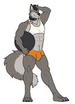 2020 abs anthro athletic athletic_anthro athletic_male black_collar black_eyes black_hair black_nose bottomwear canid canine canis clothing collar crop_top eyewear fluffy fluffy_tail fur glasses grey_body grey_fur hair hi_res himbo himbo_hooters hooters_uniform hotpants leather leather_collar male mammal mohawk multicolored_body multicolored_fur name_tag nipples pinup pose purpledragonrei serving_tray shirt shorts simple_background solo tail tank_top topwear two_tone_body two_tone_fur waiter white_background white_clothing white_shirt white_topwear wolf wolfen