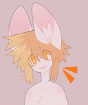 ambiguous_gender anthro blonde_hair fur hair inner_ear_fluff kemono looking_at_viewer monotone_body monotone_fur multicolored_hair open_mouth open_smile orange_hair pink_background pink_inner_ear simple_background smile solo tan_body tan_ears tan_fur tan_inner_ear_fluff tuft two_tone_hair yellow_eyes awooboys shibarot tomi_(shibarot) canid canine fennec_fox fox mammal true_fox 5:6 bust_portrait digital_media_(artwork) hi_res portrait trans_(lore) trans_man_(lore)