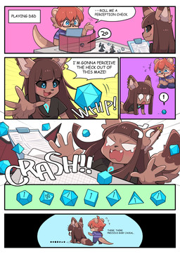 anthro bad_luck bodily_fluids cross-popping_vein crying_laughing dialogue dice dice_roll dispair duo female laugh laughing_at laughing_at_another male sad smug_face table_flip tears text hentaib dungeons_and_dragons hasbro wizards_of_the_coast iemier sabah_(character) canid canine canis jackal mammal mustelid otter absurd_res comic english_text hi_res